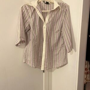 The Limited Purple Striped Shirt with Cream Collar